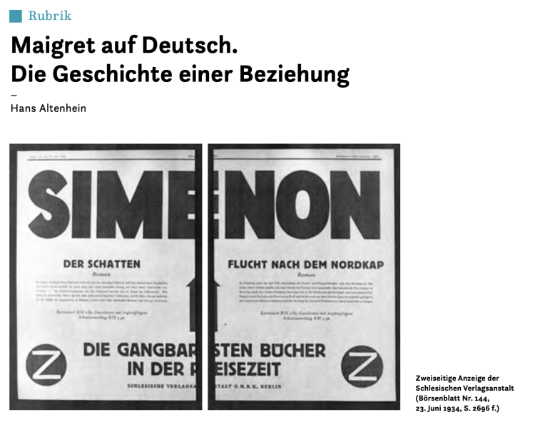 Maigret auf deutsch. Geschichte einer Beziehung