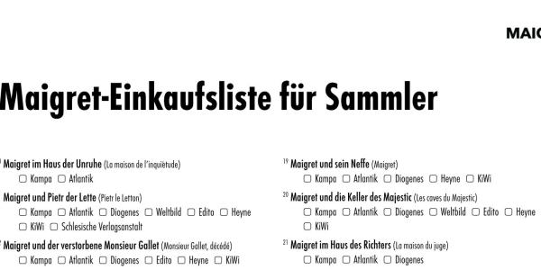 Maigret-Einkaufsliste