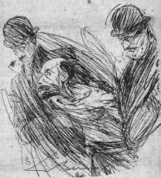 Zeichnung der Hinrichtung Landrus aus »Le Martin« 