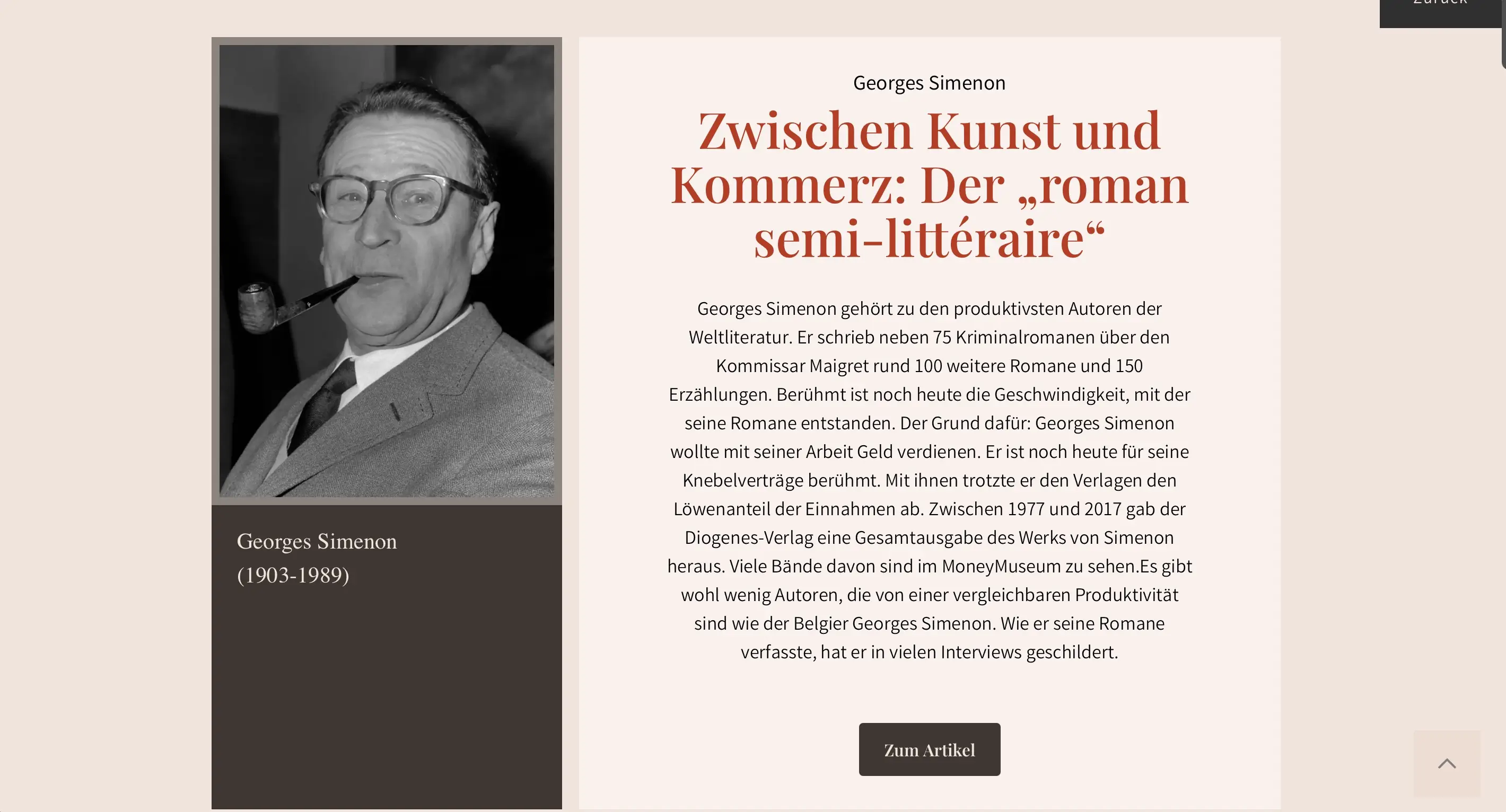 Simenon und Geld